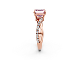 Rose gold Fancy Pink Asscher  Cut Diamond Twist Band Solitaire with Prong Setting_20