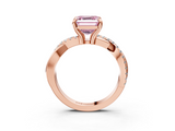 Rose gold Fancy Pink Asscher  Cut Diamond Twist Band Solitaire with Prong Setting_21