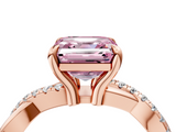 Rose gold Fancy Pink Asscher  Cut Diamond Twist Band Solitaire with Prong Setting_22