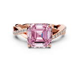Rose gold Fancy Pink Asscher  Cut Diamond Twisted Band Engagement Ring with Prong Setting_3