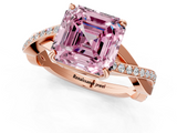 Rose gold Fancy Pink Asscher  Cut Diamond Twisted Band Engagement Ring with Prong Setting_4