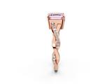 Rose gold Fancy Pink Asscher  Cut Diamond Twisted Band Engagement Ring with Prong Setting_5