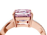 Rose gold Fancy Pink Asscher  Cut Diamond Twisted Band Engagement Ring with Prong Setting_7