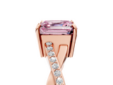 Rose gold Fancy Pink Asscher  Cut Diamond Twisted Band Engagement Ring with Prong Setting_8