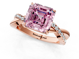 Rose gold Fancy Pink Asscher  Cut Diamond Twisted Band with Pavé Setting and Four-Prong Setting_18