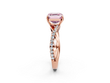 Rose gold Fancy Pink Asscher  Cut Diamond Twisted Band with Pavé Setting and Four-Prong Setting_19