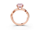 Rose gold Fancy Pink Asscher  Cut Diamond Twisted Band with Pavé Setting and Four-Prong Setting_20