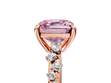Rose gold Fancy Pink Asscher  Cut Diamond Vine Band with Four-Prong Setting_5
