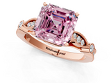 Rose gold Fancy Pink Asscher  Cut Diamond with Milgrain Marquise and Bezel Accents on a Solitaire Band with Prong Setting_18