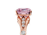Rose gold Fancy Pink Asscher  Cut Diamond with Milgrain Marquise and Bezel Accents on a Solitaire Band with Prong Setting_22