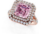 Rose gold Fancy Pink Asscher  Cut Double Halo Split Shank Diamond Ring with Prong Setting_47