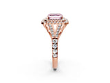 Rose gold Fancy Pink Asscher  Cut Double Halo Split Shank Diamond Ring with Prong Setting_48