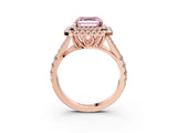 Rose gold Fancy Pink Asscher  Cut Double Halo Split Shank Diamond Ring with Prong Setting_49