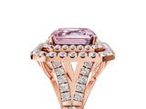 Rose gold Fancy Pink Asscher  Cut Double Halo Split Shank Diamond Ring with Prong Setting_51