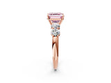 Rose gold Fancy Pink Asscher  Cut Five-Stone Prong Set Diamond Ring with Classic Band_31