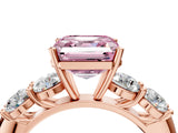 Rose gold Fancy Pink Asscher  Cut Five-Stone Prong Set Diamond Ring with Classic Band_33