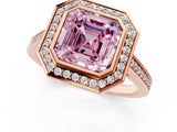 Rose gold Fancy Pink Asscher Cut Halo Bezel Diamond Pave Band Ring_1