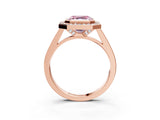 Rose gold Fancy Pink Asscher Cut Halo Bezel Diamond Pave Band Ring_3