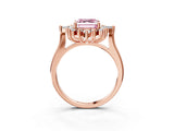 Rose gold Fancy Pink Asscher Cut Halo Diamond Cluster Ring with Marquise and Round Stones on a White Gold Band with Prong Setting_3