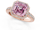 Rose gold Fancy Pink Asscher  Cut Halo Diamond Engagement Ring with Pave Band and Four-Prong Setting_17