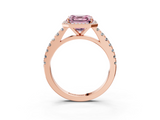 Rose gold Fancy Pink Asscher  Cut Halo Diamond Engagement Ring with Pave Band and Four-Prong Setting_19
