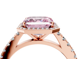 Rose gold Fancy Pink Asscher  Cut Halo Diamond Engagement Ring with Pave Band and Four-Prong Setting_20