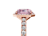 Rose gold Fancy Pink Asscher  Cut Halo Diamond Engagement Ring with Pave Band and Four-Prong Setting_21