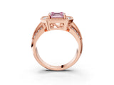 Rose gold Fancy Pink Asscher Cut Halo Diamond Engagement Ring with Pave Split Shank and Four-Prong Setting_3