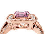 Rose gold Fancy Pink Asscher Cut Halo Diamond Engagement Ring with Pave Split Shank and Four-Prong Setting_4