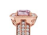 Rose gold Fancy Pink Asscher Cut Halo Diamond Engagement Ring with Pave Split Shank and Four-Prong Setting_5
