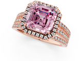 Rose gold Fancy Pink Asscher  Cut Halo Diamond Engagement Ring with Split Shank and Four-Prong Setting_35