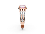 Rose gold Fancy Pink Asscher  Cut Halo Diamond Engagement Ring with Split Shank and Four-Prong Setting_36