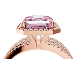Rose gold Fancy Pink Asscher  Cut Halo Diamond Engagement Ring with Split Shank and Four-Prong Setting_38