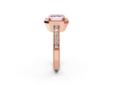 Rose gold Fancy Pink Asscher  Cut Halo Diamond Pave Band Ring with Four-Prong Setting_2