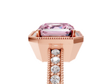 Rose gold Fancy Pink Asscher  Cut Halo Diamond Pave Band Ring with Four-Prong Setting_5