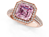 Rose gold Fancy Pink Asscher  Cut Halo Diamond Pave Band with Four-Prong Setting_18