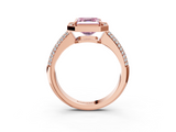 Rose gold Fancy Pink Asscher  Cut Halo Diamond Pave Band with Four-Prong Setting_20