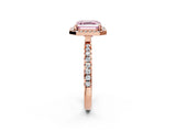 Rose gold Fancy Pink Asscher Cut Halo Diamond Pave Band with Prong Setting_2