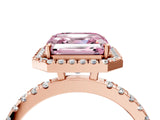Rose gold Fancy Pink Asscher Cut Halo Diamond Pave Band with Prong Setting_4