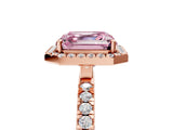 Rose gold Fancy Pink Asscher Cut Halo Diamond Pave Band with Prong Setting_5