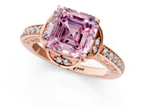 Rose gold Fancy Pink Asscher  Cut Halo Diamond Ring with Channel Set Band and Four-Prong Setting_46