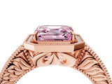 Rose gold Fancy Pink Asscher  Cut Halo Diamond Ring with Pavé Band and Four-Prong Setting_33