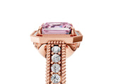 Rose gold Fancy Pink Asscher  Cut Halo Diamond Ring with Pavé Band and Four-Prong Setting_34