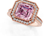 Rose gold Fancy Pink Asscher  Cut Halo Diamond Ring with Pavé Band and Milgrain Prong Setting_55