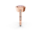 Rose gold Fancy Pink Asscher  Cut Halo Diamond Ring with Pavé Band and Milgrain Prong Setting_56