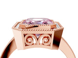 Rose gold Fancy Pink Asscher  Cut Halo Diamond Ring with Pavé Band and Milgrain Prong Setting_58