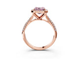 Rose gold Fancy Pink Asscher Cut Halo Diamond Ring with Pavé Band_3