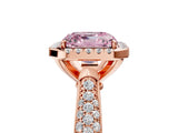Rose gold Fancy Pink Asscher Cut Halo Diamond Ring with Pavé Band_5