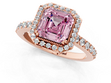 Rose gold Fancy Pink Asscher  Cut Halo Diamond Ring with Pave Band and Four-Prong Setting_18