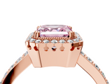 Rose gold Fancy Pink Asscher  Cut Halo Diamond Ring with Pave Band and Four-Prong Setting_21